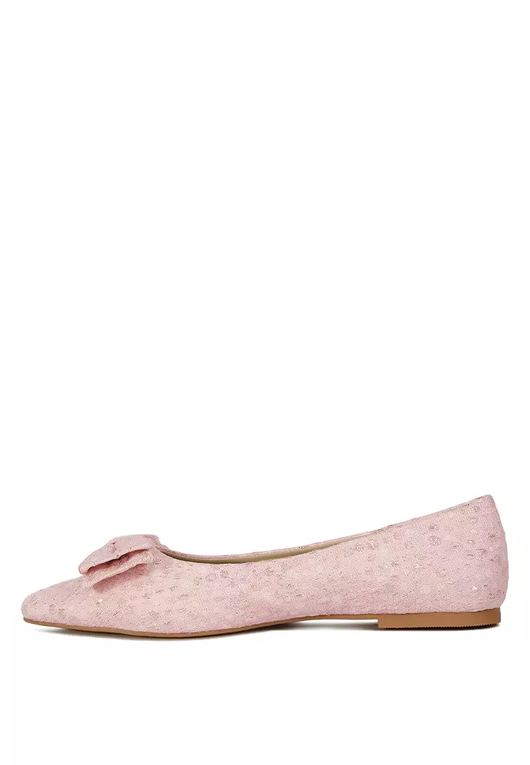 Buy London Rag Pink Jacquard Bow Embellished Ballet Flats Online ...