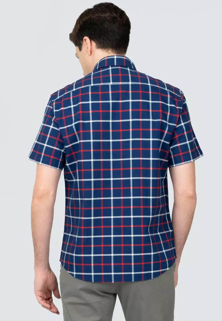 Polo Haus Men’s 100% Cotton Signature Fit Check Short Sleeve MBSS018