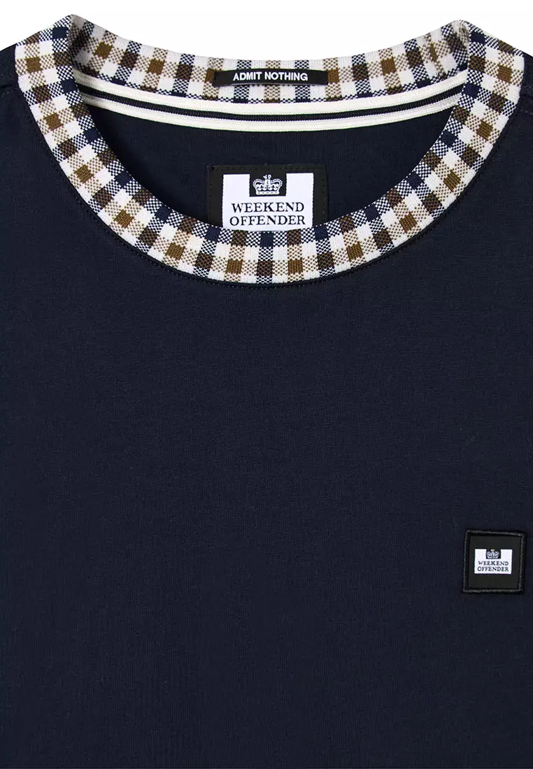 MENS NAVY SILA JACQUARD RIB TEE