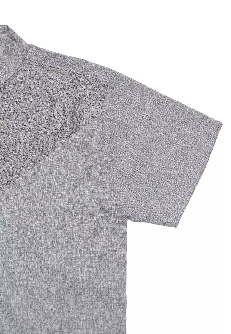 Baju Koko Anak Laki Bordir Arrow Gray Setelan - FOREVER