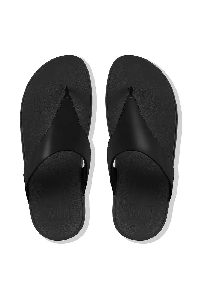FitFlop LULU Women's Leather Toe-Post Sandals - Black (I88-001)