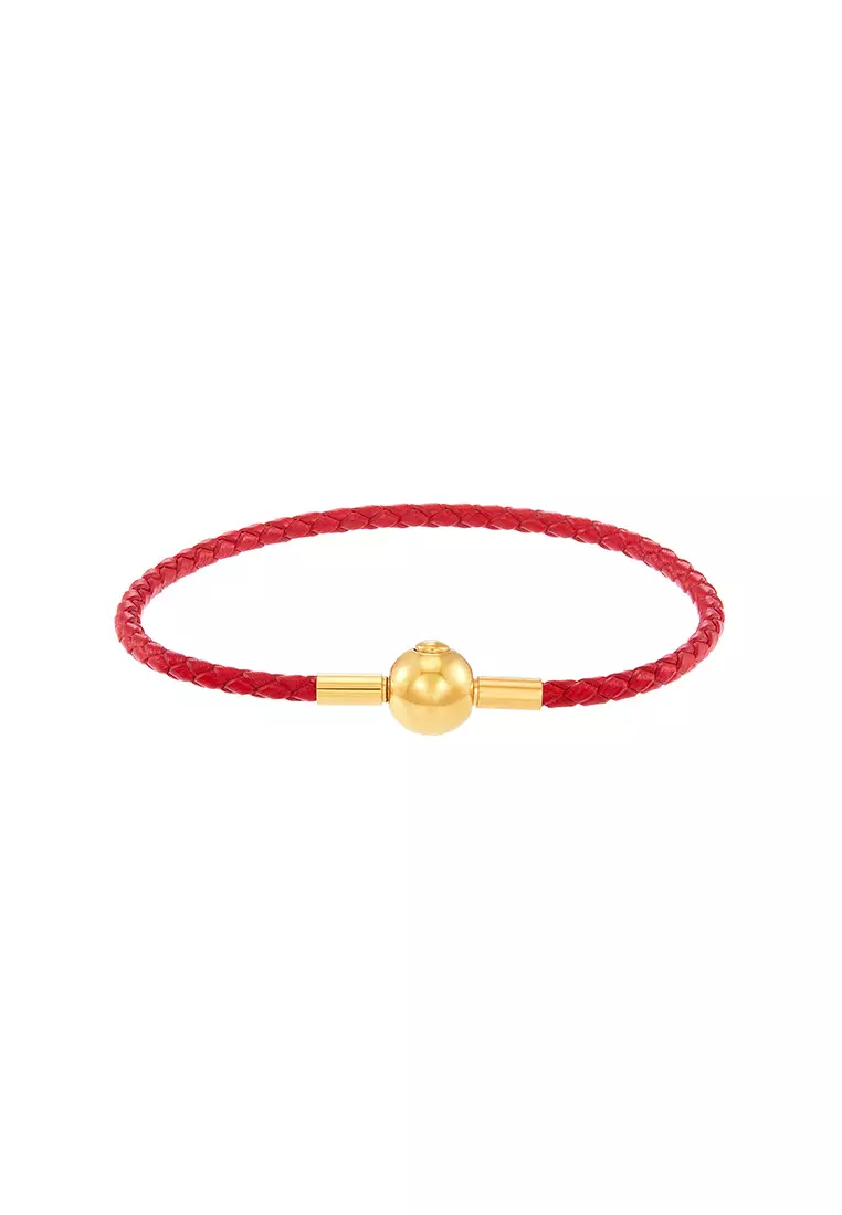 Buy HABIB HABIB Leather Bracelet Red with Round Button Brass Clasp