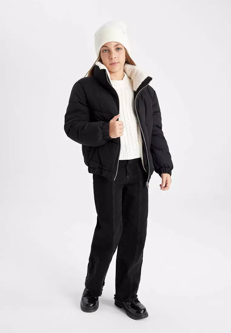 Quilted Stand Up Collar Coat