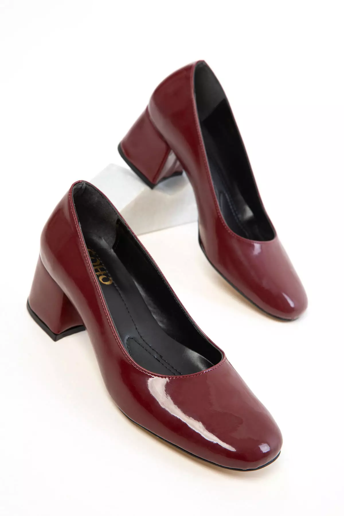 Burgundy Patent Leather Women'S Classic Heeled Shoes 20808