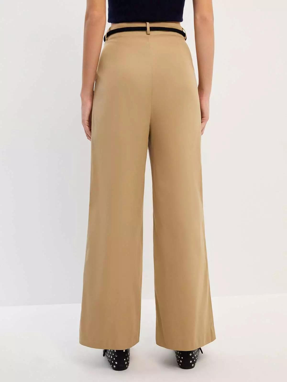 Pomelo - Celana Wanita - Rope Belt Straight Pants - Beige