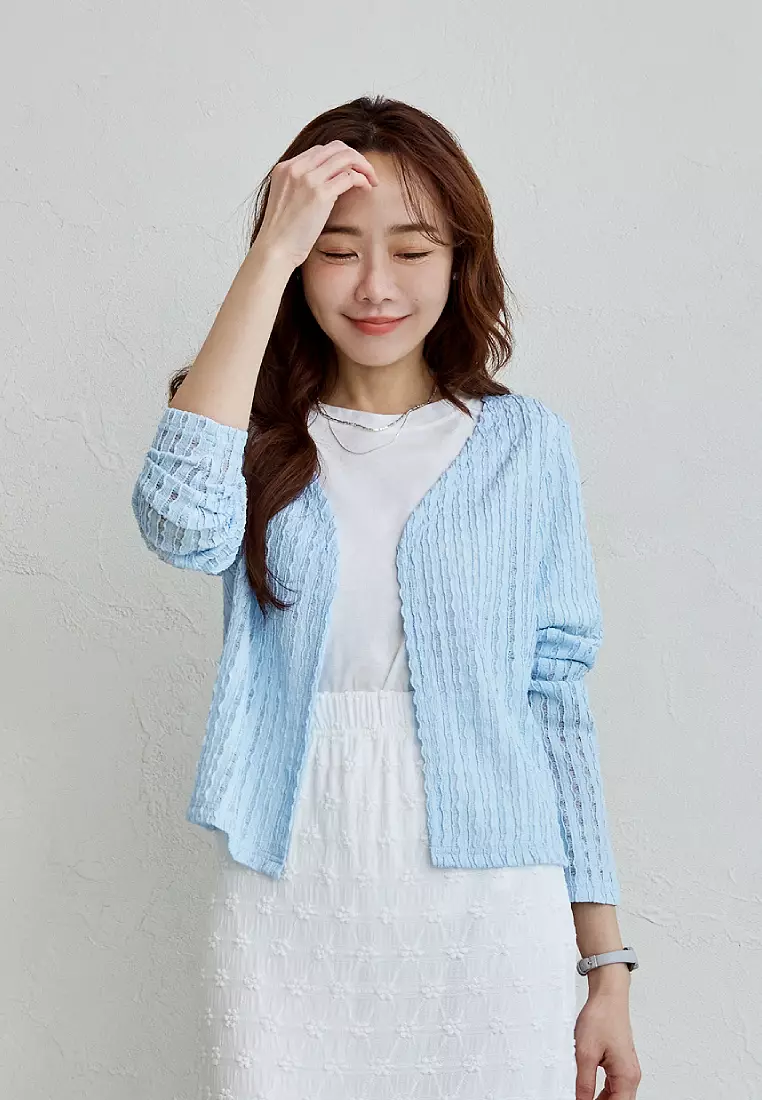 多色微透膚立體肌理外罩上衣《EA3965》