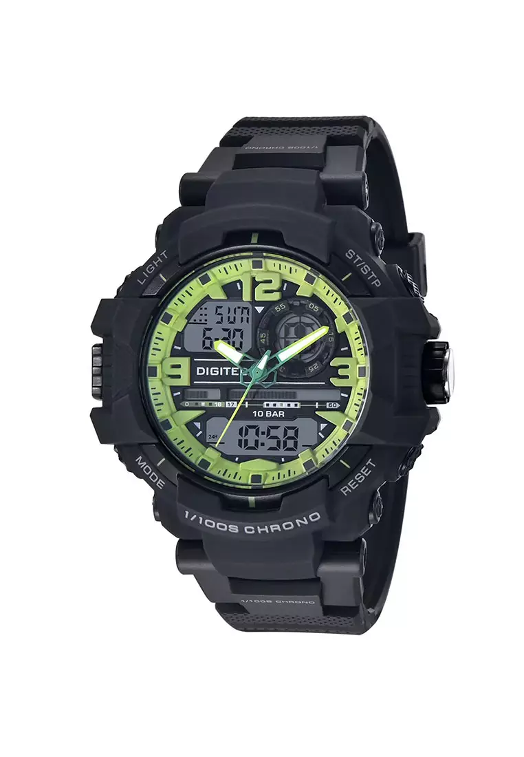 Digitec Jam Tangan Pria - Black Green - Rubber Strap - DA-2175T-BKGR-6W