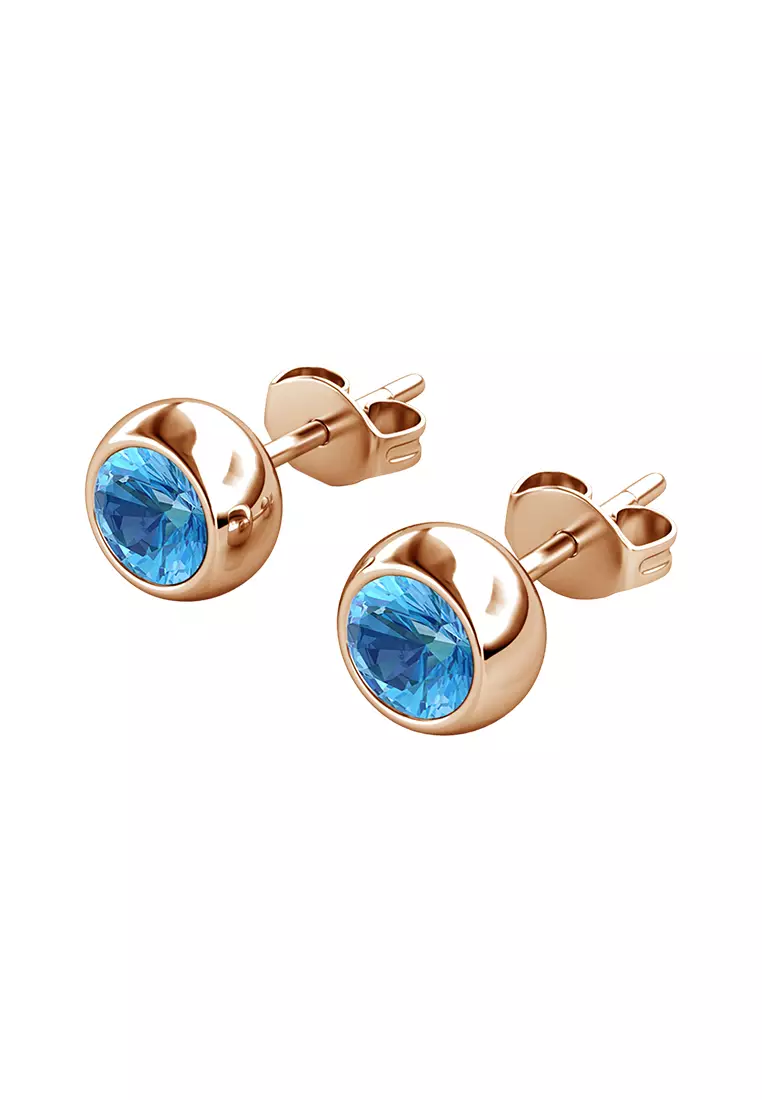 Birth Stone Moon Earring December Blue Topaz RG - Anting Crystal Swarovski by Her Jewellery