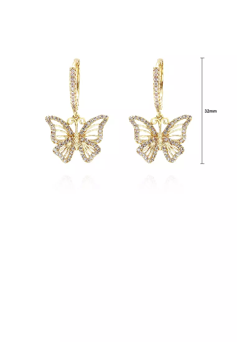 Buy Glamorousky Fashion Temperament Plated Gold Hollow Butterfly