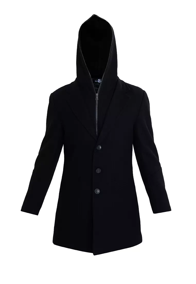 Detachable Hood Woolen Trench Coat