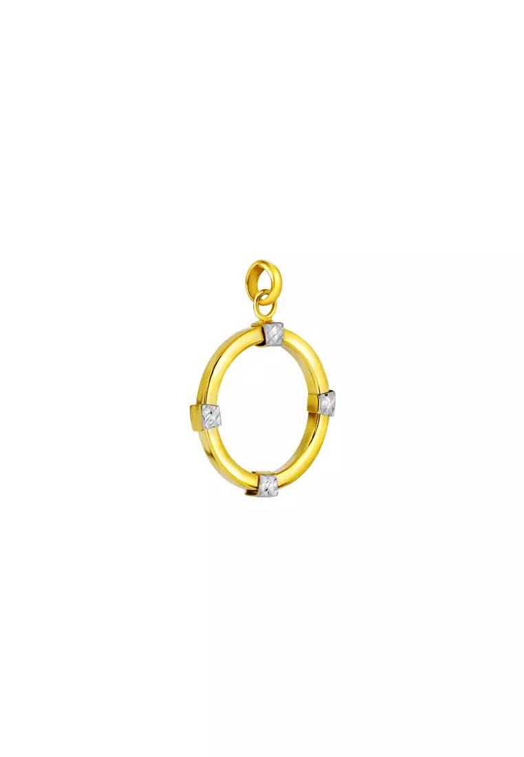 TOMEI Lusso Italia Dual-Tone Circle Pendant, Yellow Gold 916
