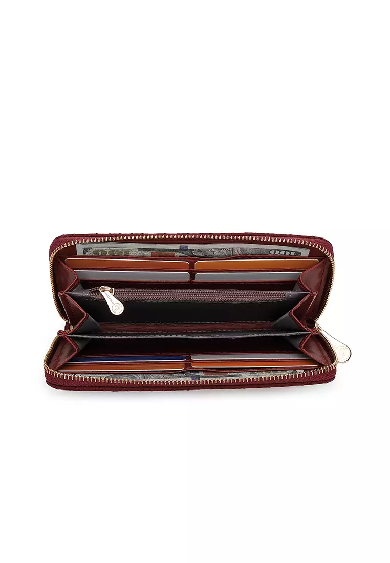 Women Quilted Long Purse / Wallet - Red
