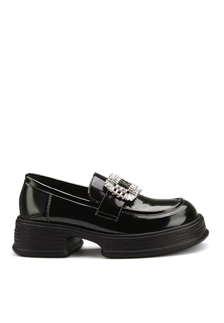 VANSA Imitation Rhinestone Square Buckle Loafers VSW-F768-5