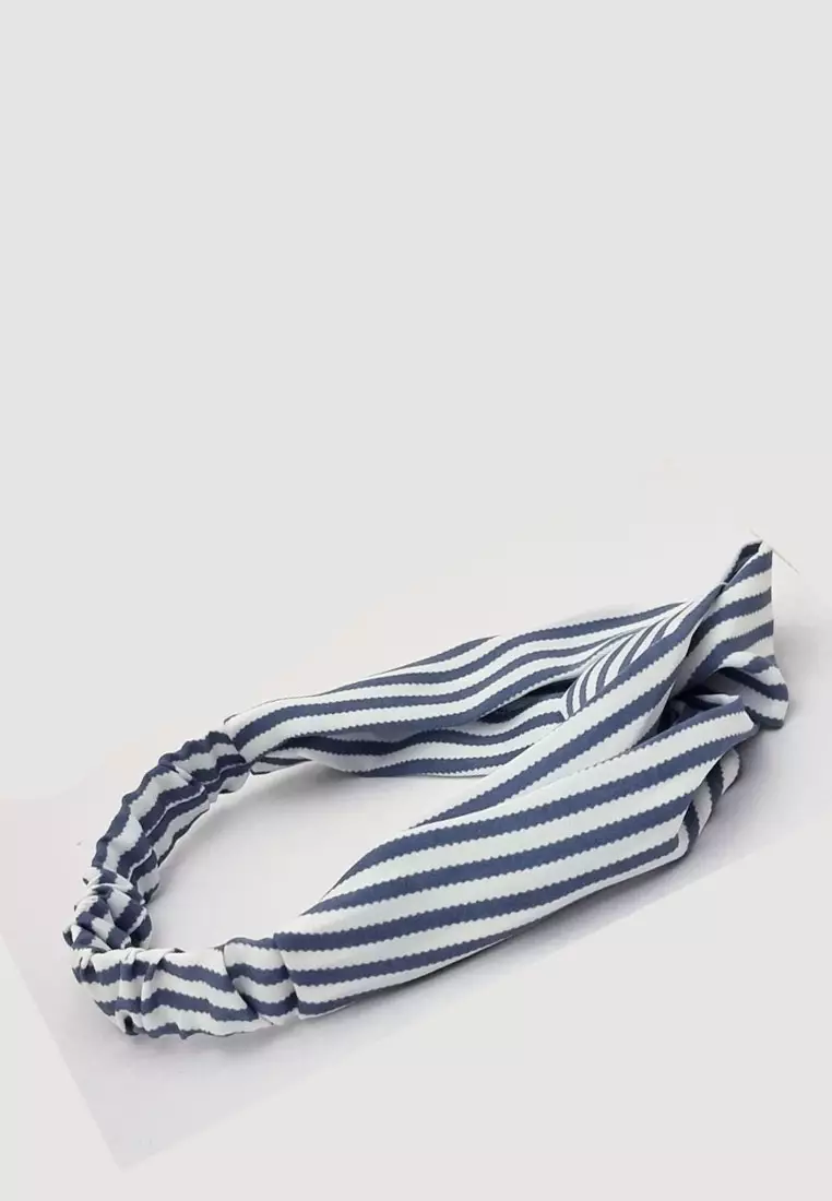 Curvey Lines Twisted Style Headband Blue
