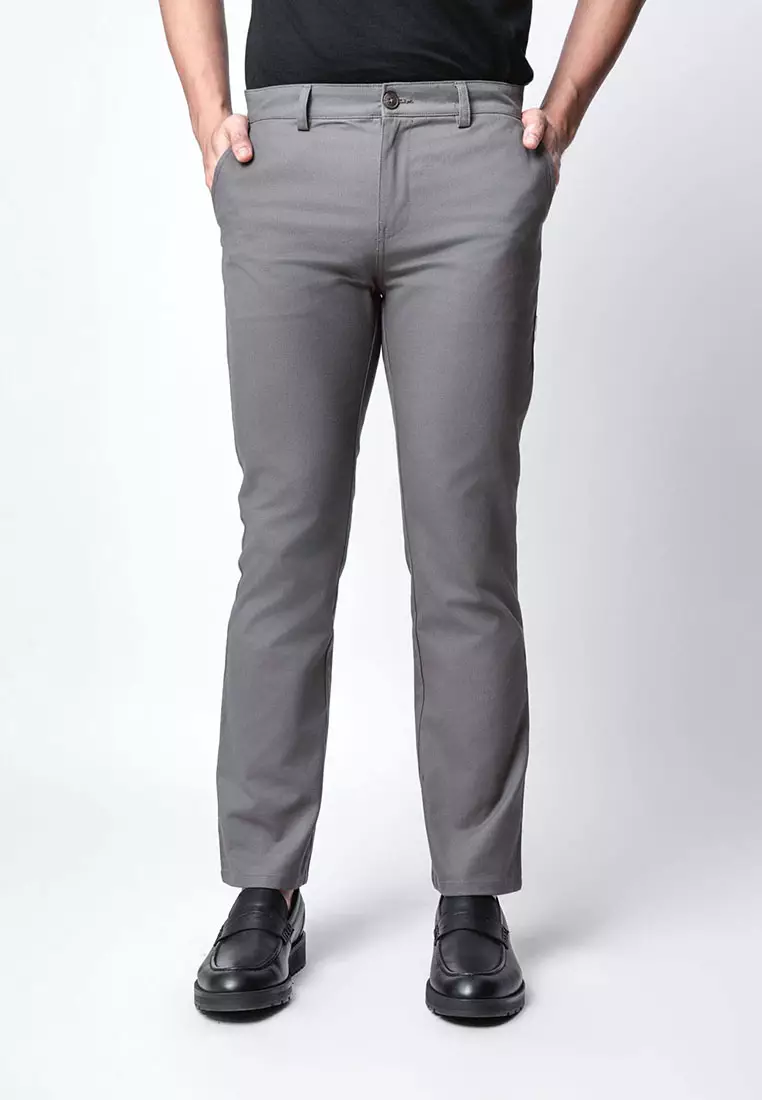 Regular Straight Fit Chino Cotton Twill Dark Grey