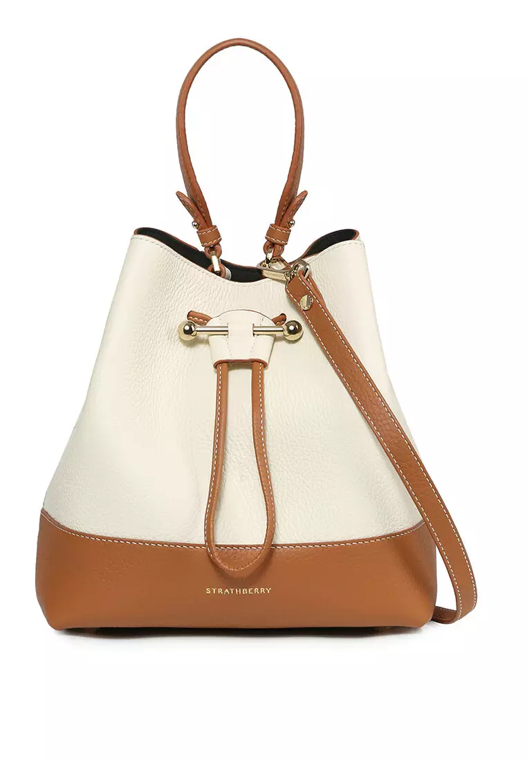 Strathberry Lana Nano Bucket Bag In Tan Vanilla Beige (white) | ModeSens