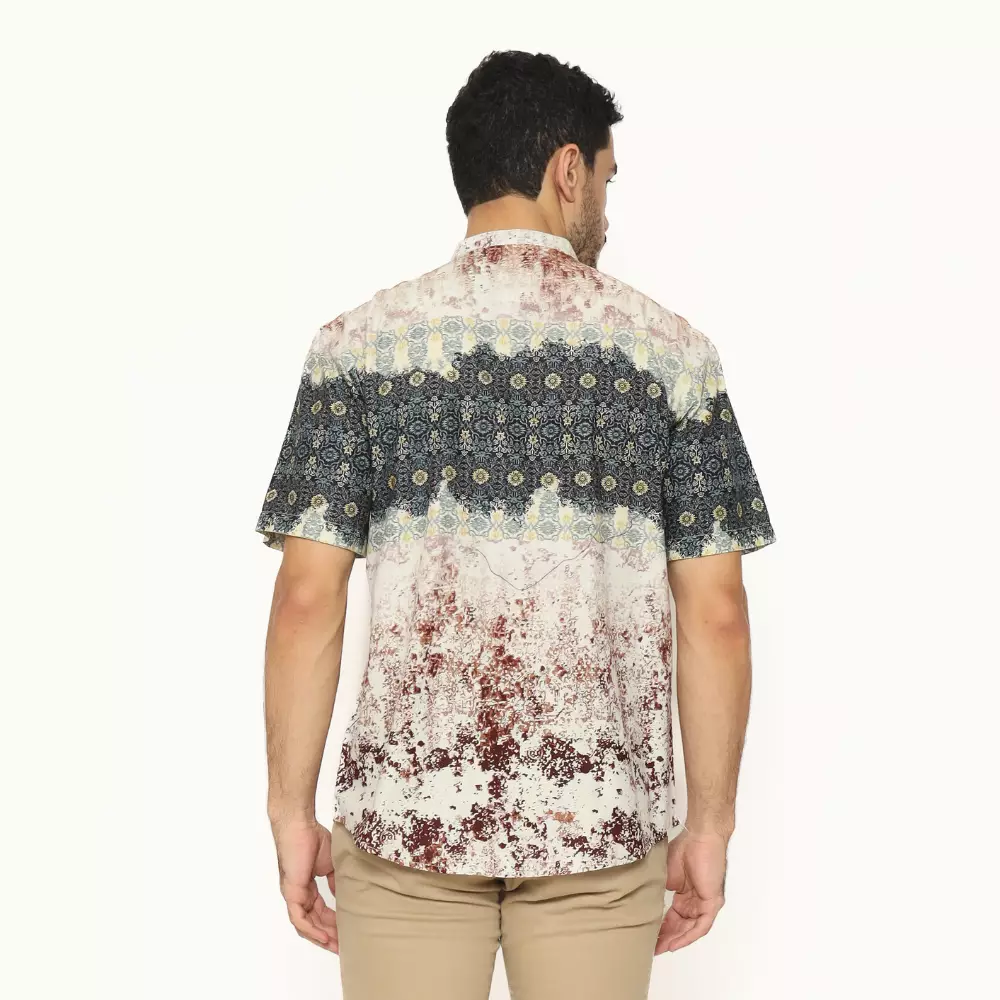 AMK Baju Koko Pria Printing Lengan Pendek KK GAMMAL S/S Brown