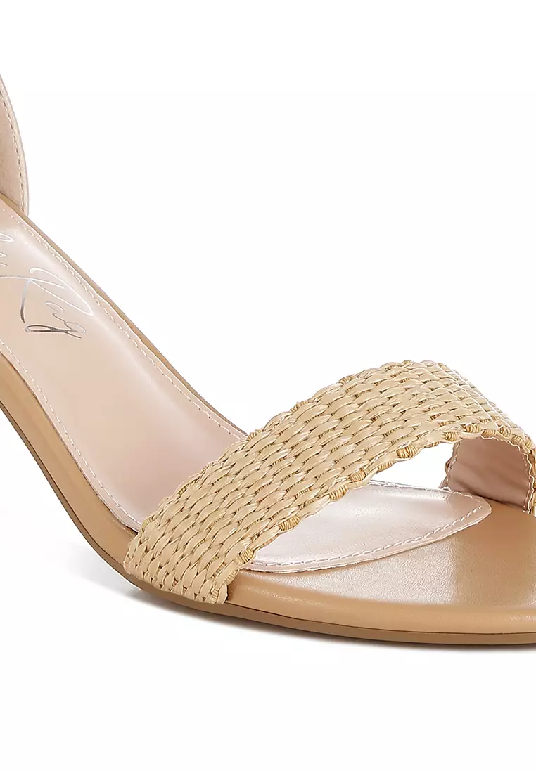 Sandal hak anak kucing Rafia warna Natural