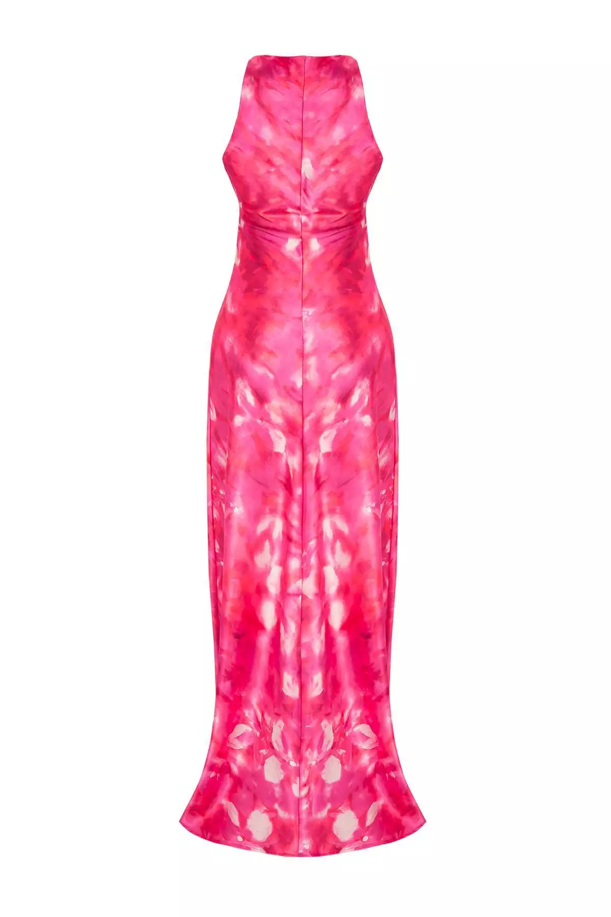 Multi-Colored Fitted Satin Woven Maxi Evening Prom Dress