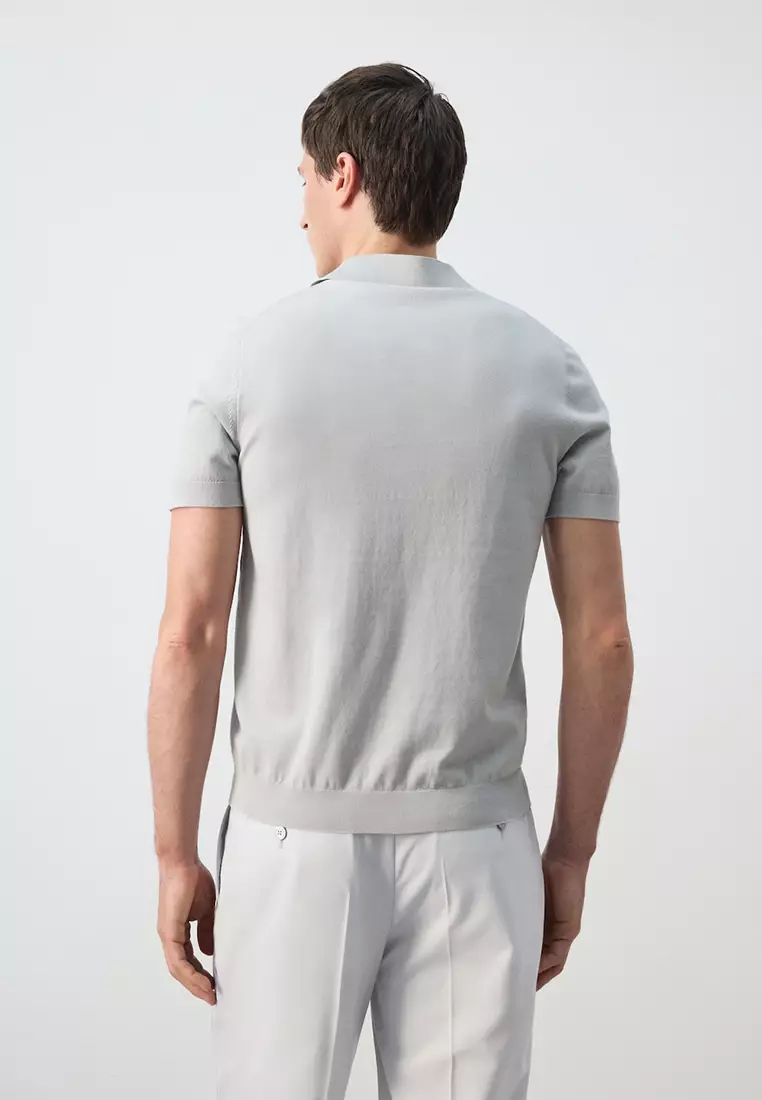 Fine-Knit Polo Shirt