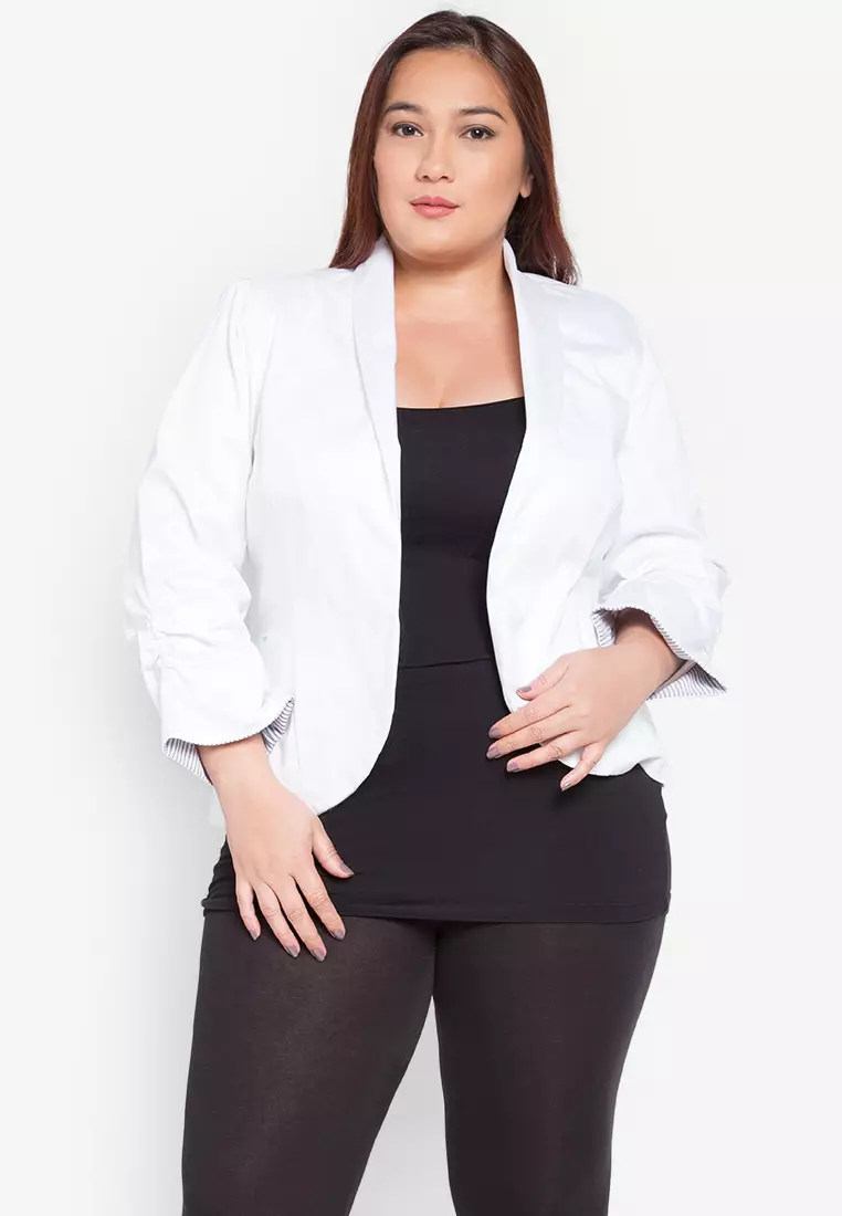 Plus size white jacket on sale
