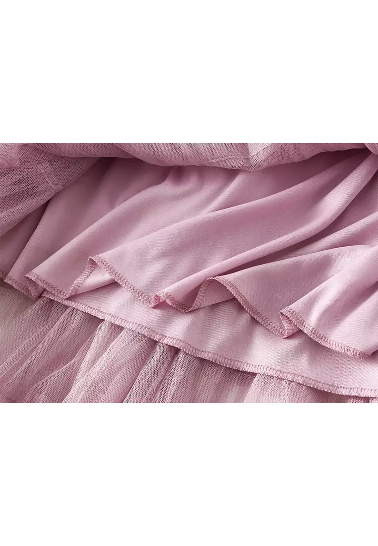 Spring/Summer Pleated Mesh Tiered Skirt AF2210