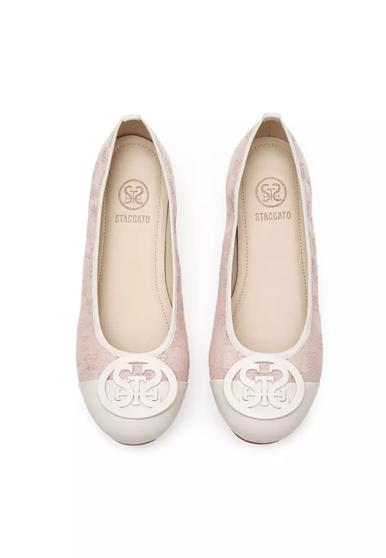 Staccato Classic St Buckle Monogram Duo Tone Flats - Pink (9CP63-PIN)