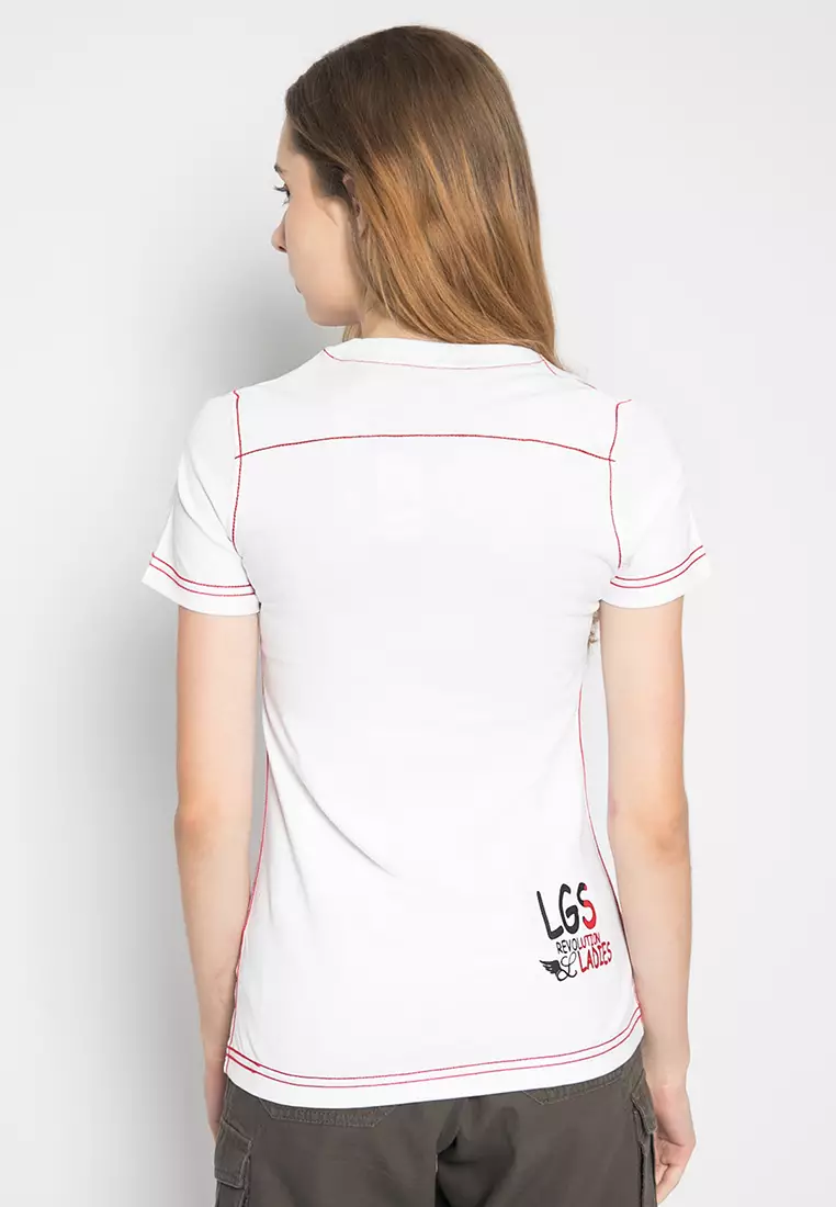 LGS - Kaos Wanita Warna Putih Motif Sablon Gambar LTS.555.O852M.019.C
