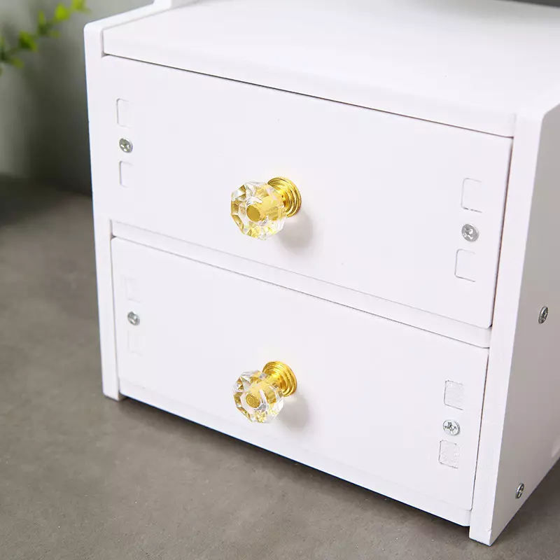 Wakakids Rak Laci Make Up 2 Susun dengan Cermin Vintage Tempat Kosmetik Storage Venrc Putih