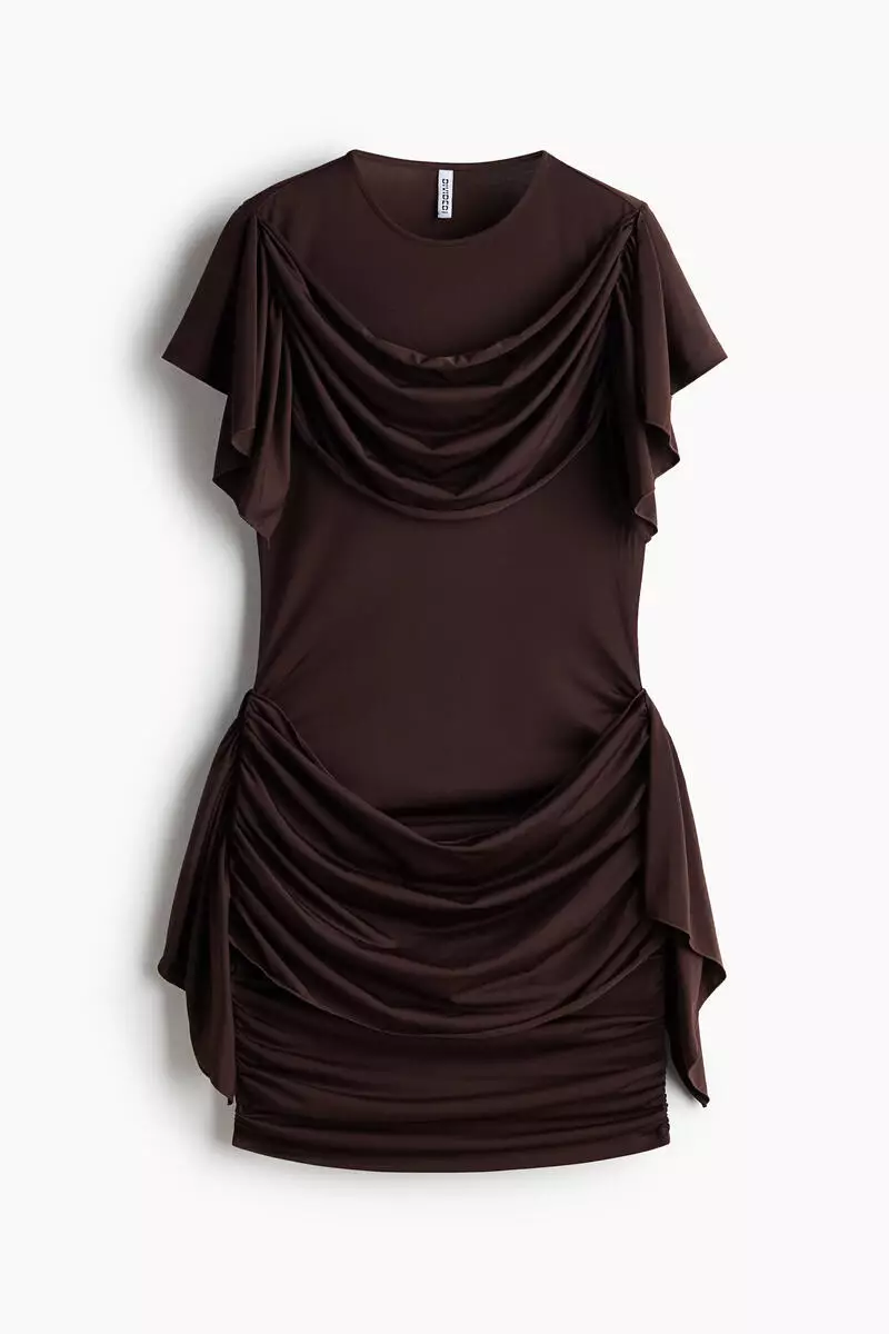 draped bodycon dress h&m Buy Draped-panel 2026 Online Black Formal Midi Dresses maternity dress for work fitted dress in stretch Color:EUCALYPTUS