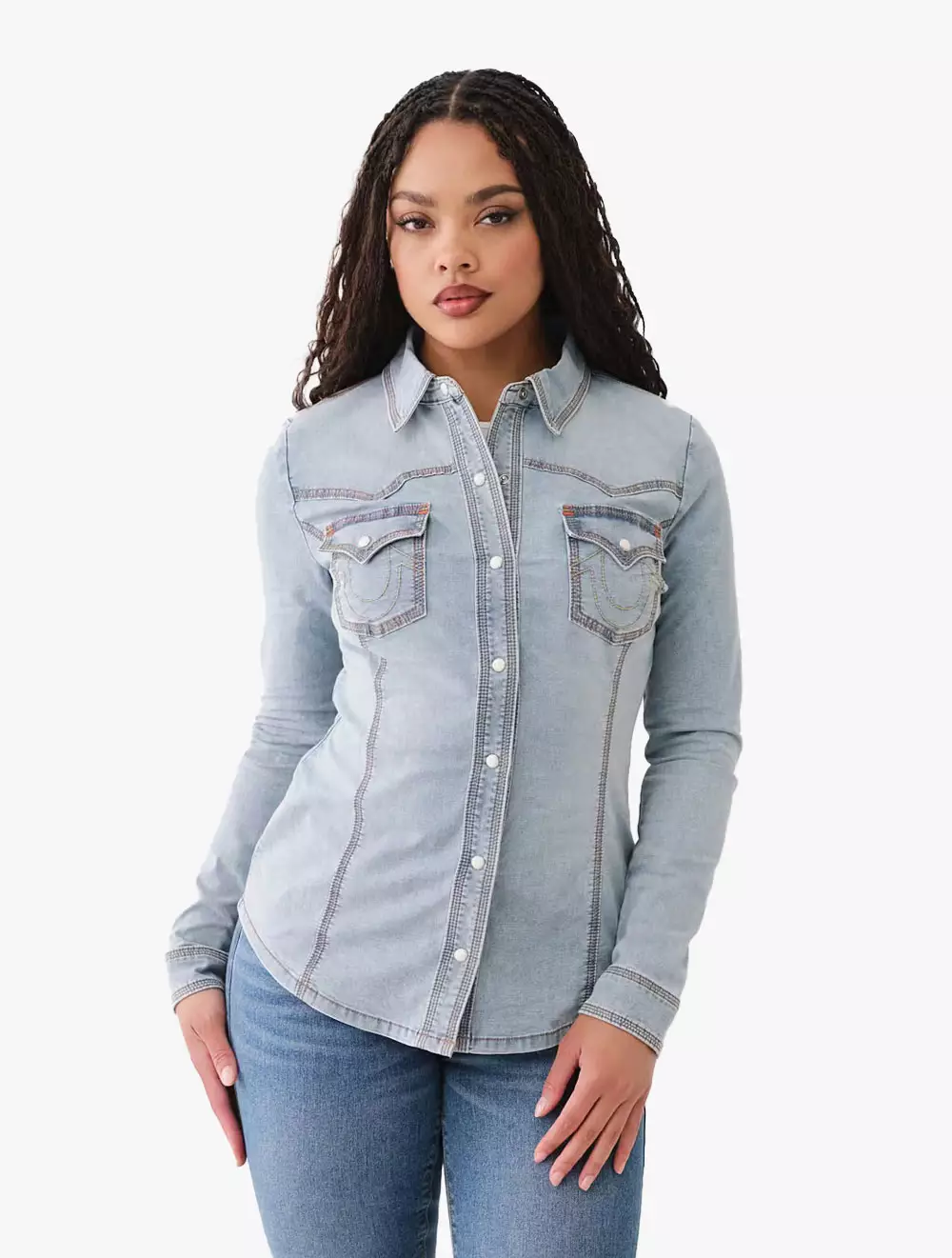 True Religion Jeans Shirt True Religion Faded Spread Collar Denim