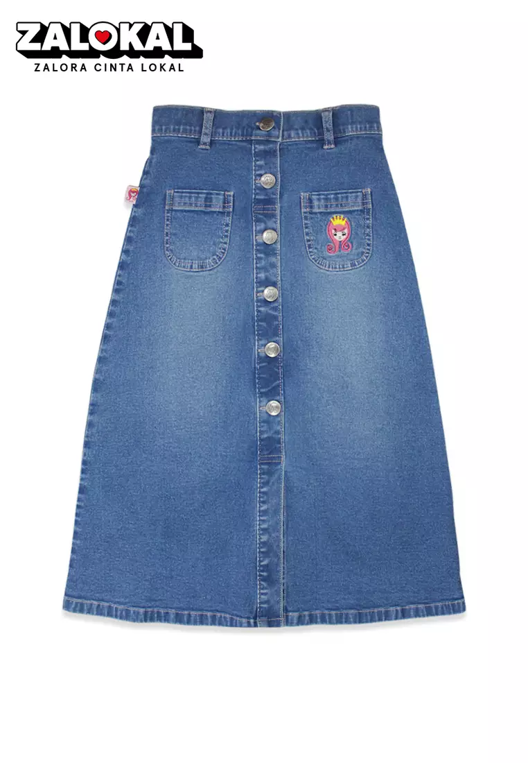 Maxi Skirt/ Rok Panjang Denim Anak Navy/ Rodeo Junior Girl Dreamers