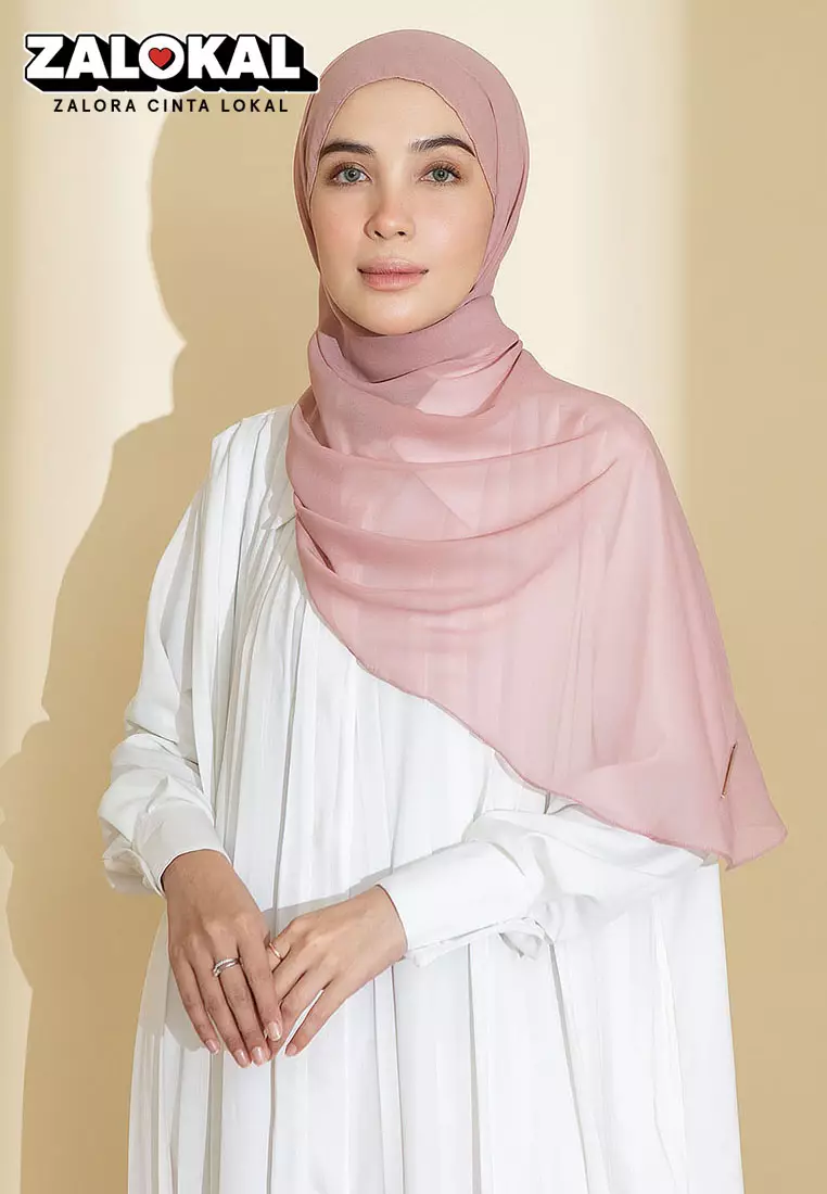 Ovel Shawl (Pashmina Oval Lozy x Hamidah) Pink Pastel