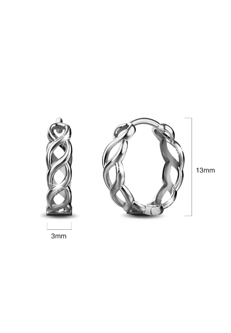 Solid 925 Sterling Silver Weavy Links Earrings