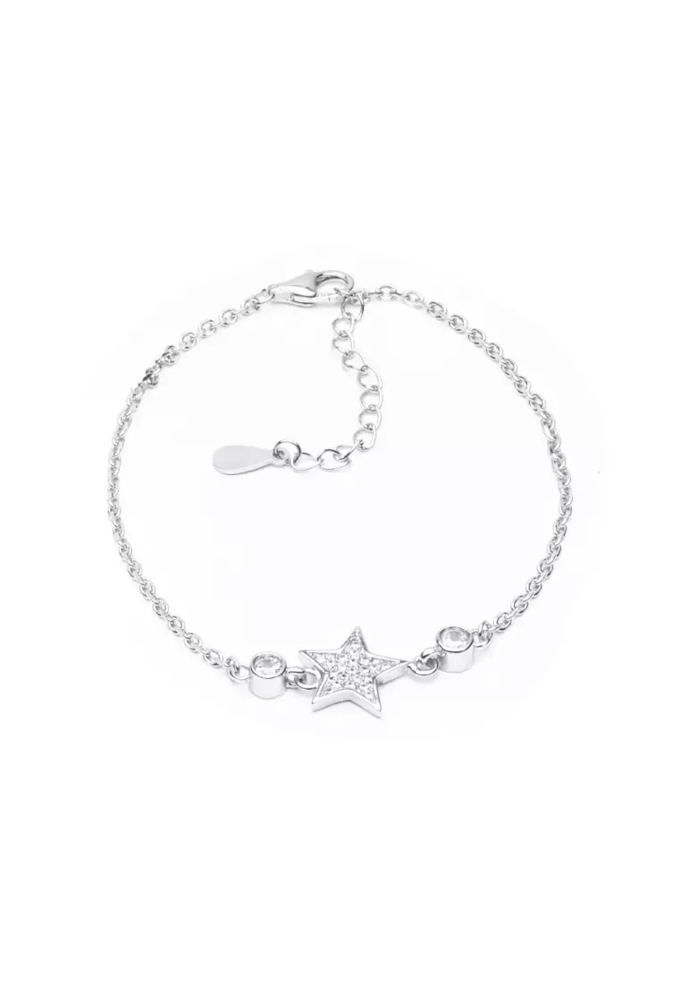 MILLENNE Match The Stars Star Studded Cubic Zirconia Silver Bracelet with 925 Sterling Silver