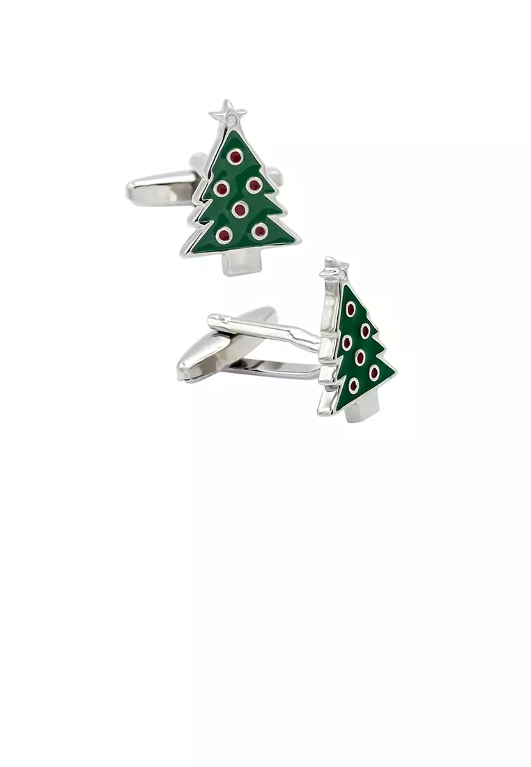 Buy SOEOES Fashionable Simple Enamel Christmas Tree Cufflinks 2024