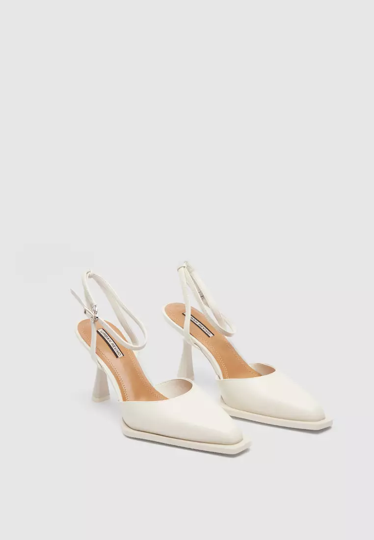 White pointed slingbacks outlet