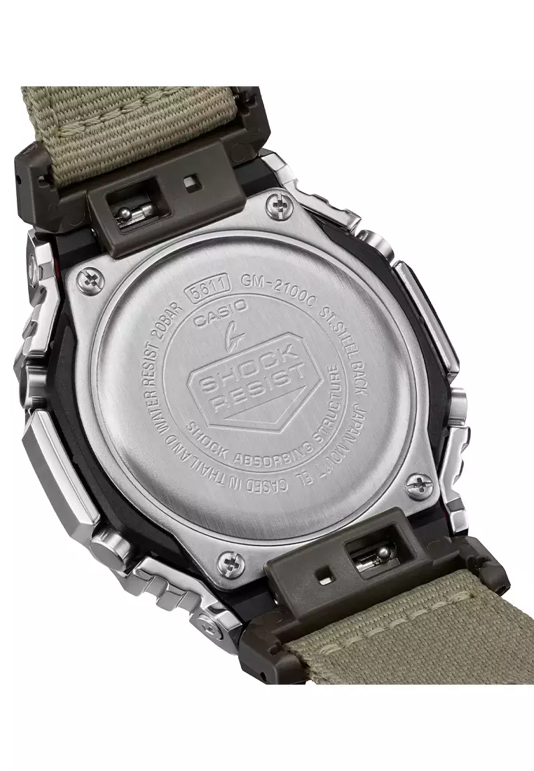 G-Shock - Jam Tangan Analog Digital Pria - Silver - Brown Nylon Strap - GM-2100C-5A