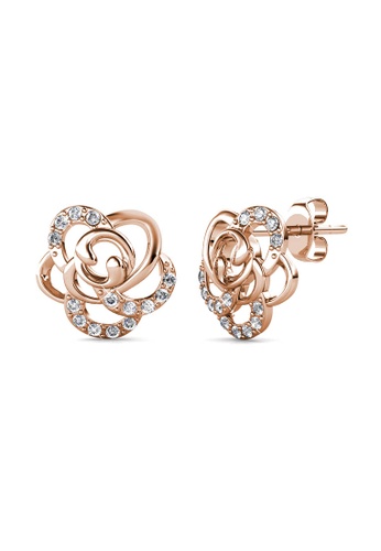 Her Jewellery gold Rose Earrings (Rose Gold)  - Made with premium grade crystals from Austria 9DB1FAC47BBCF0GS_1