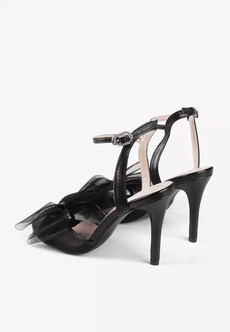 Jolene Stiletto Heels Ribbon Black