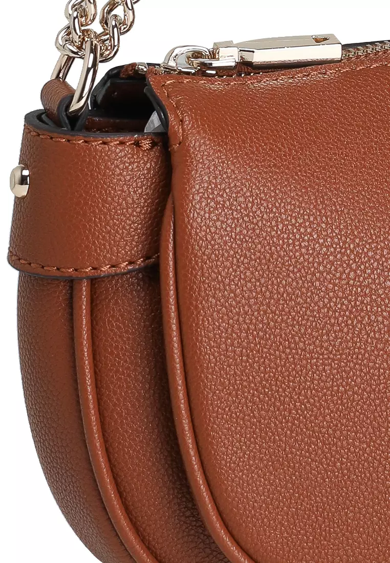 GUESS Damen Schultertasche 'Fedora' In Cognac – Aus PU-Leder, Verstellbarer Gurt