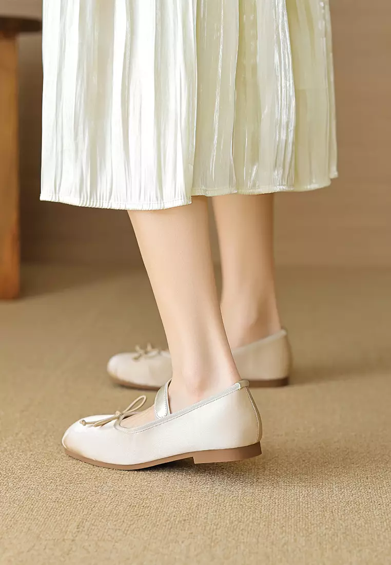 蝴蝶結圓頭搭帶芭蕾平底鞋 WW222-1