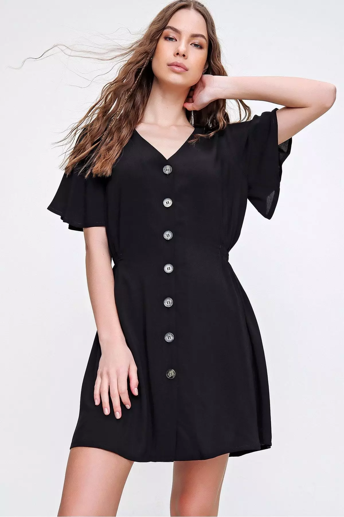 Buttoned Mini Dress