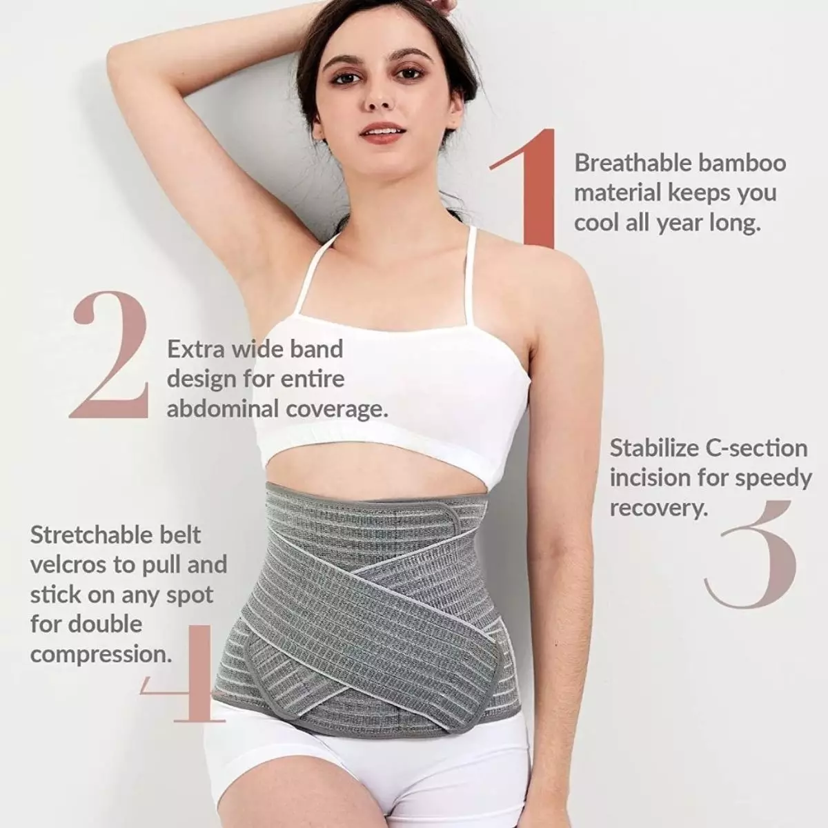 Mamaway Nano Bamboo Postnatal Belly Band Corset Grey - Korset Pasca Melahirkan (Abu)