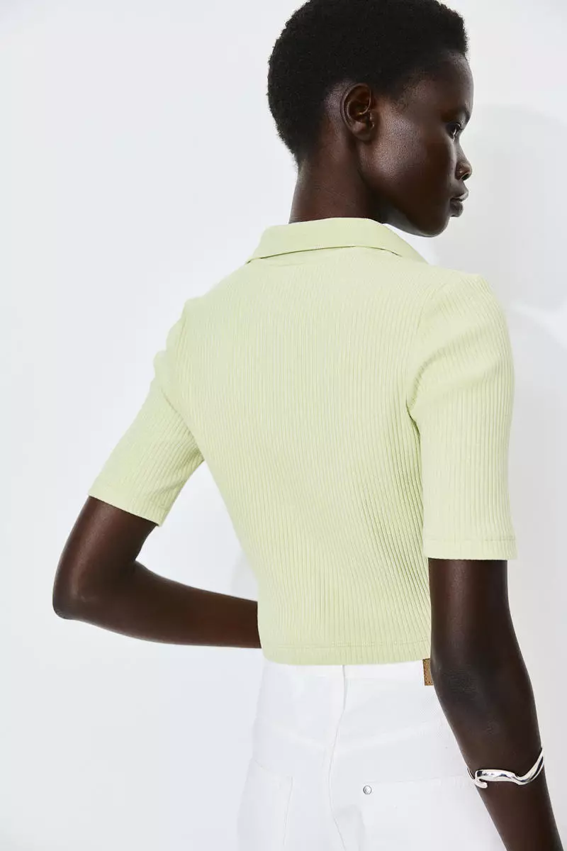 Buy H&M Ribbed collared top 2026 Online | ZALORA