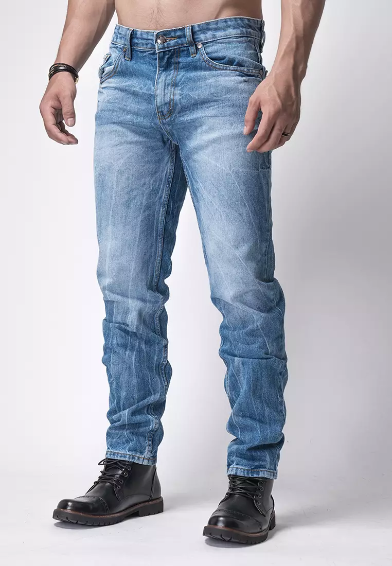 Tapered Fit Jeans Premium Blue Wash