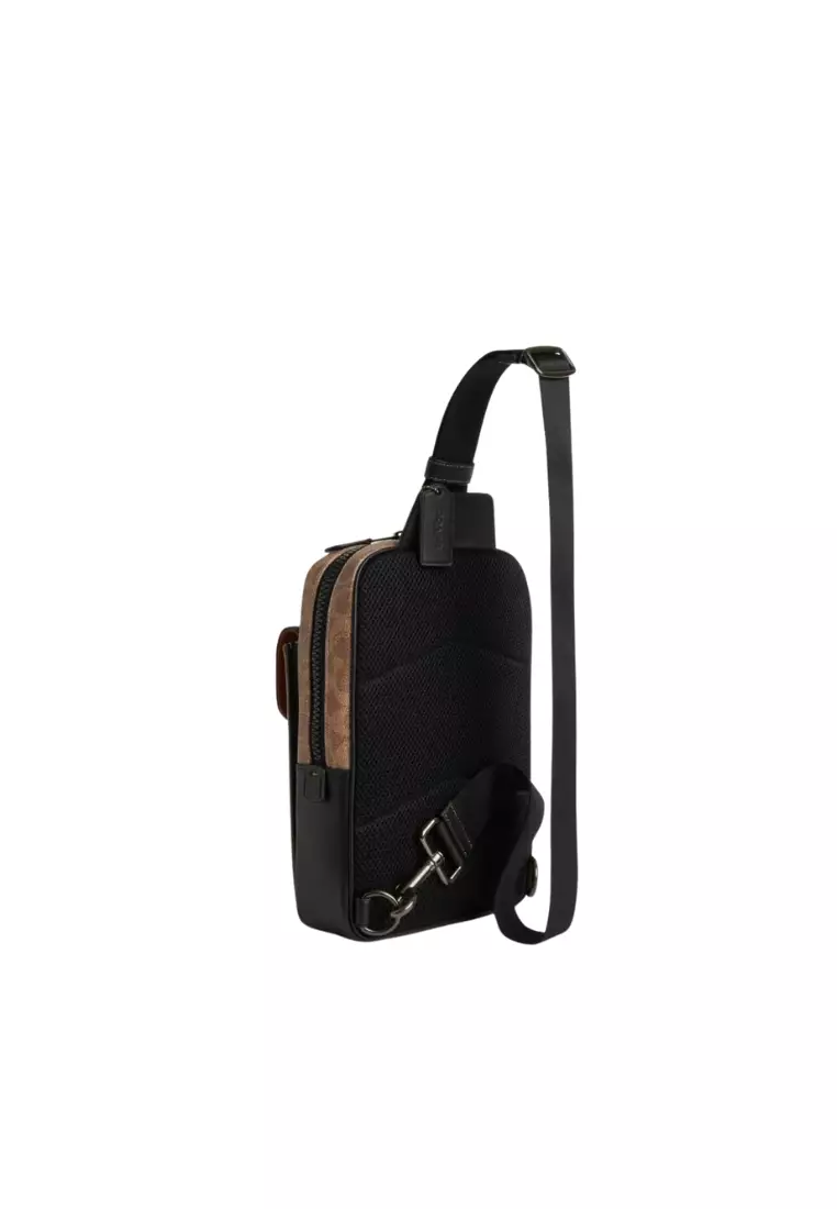 Buy Coach Coach Track Pack Crossbody Bag Signature Canvas In Tan