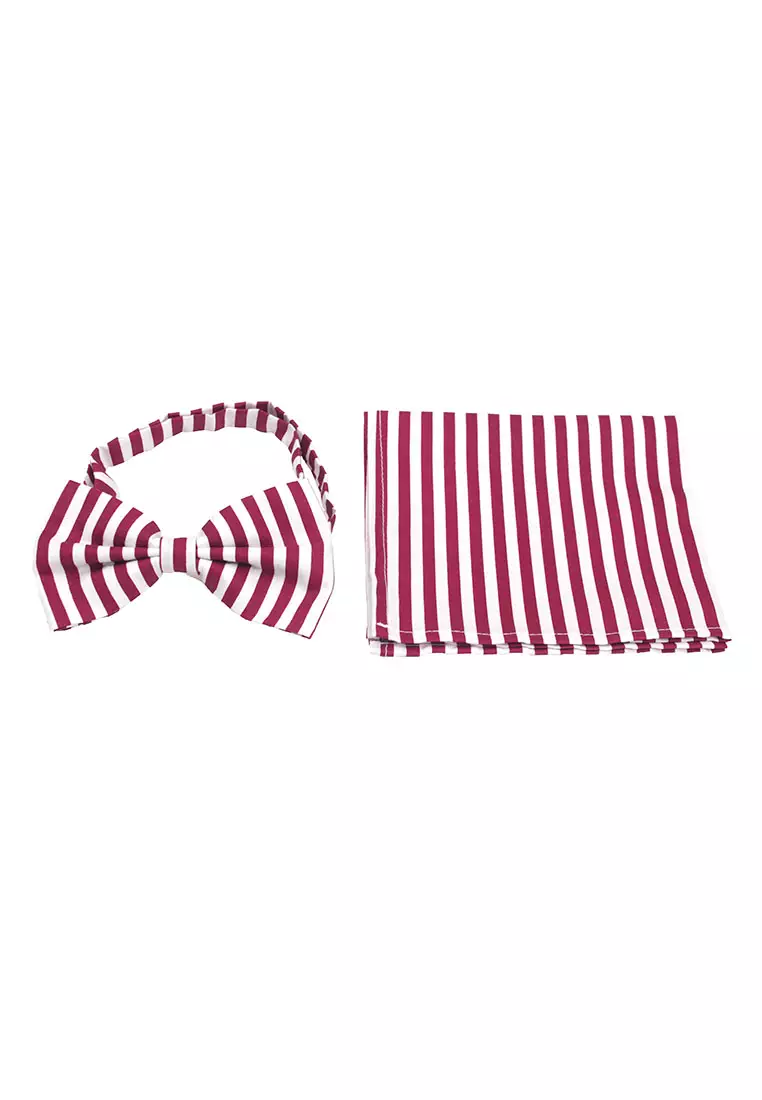 Houseofcuff Dasi Kupu Bowtie Pocket Square Saputangan Pink Salur A36