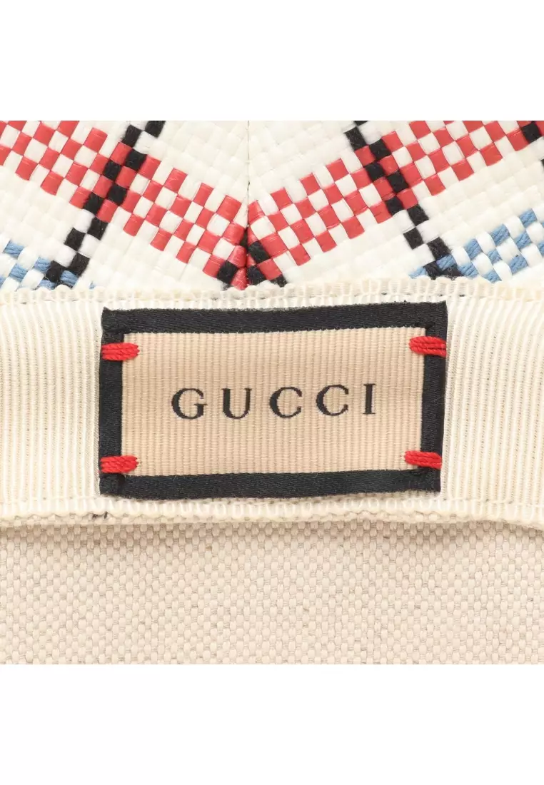 Buy Gucci Pre-Loved Gucci ICCUG hat hat check Nylon white multicolor ...