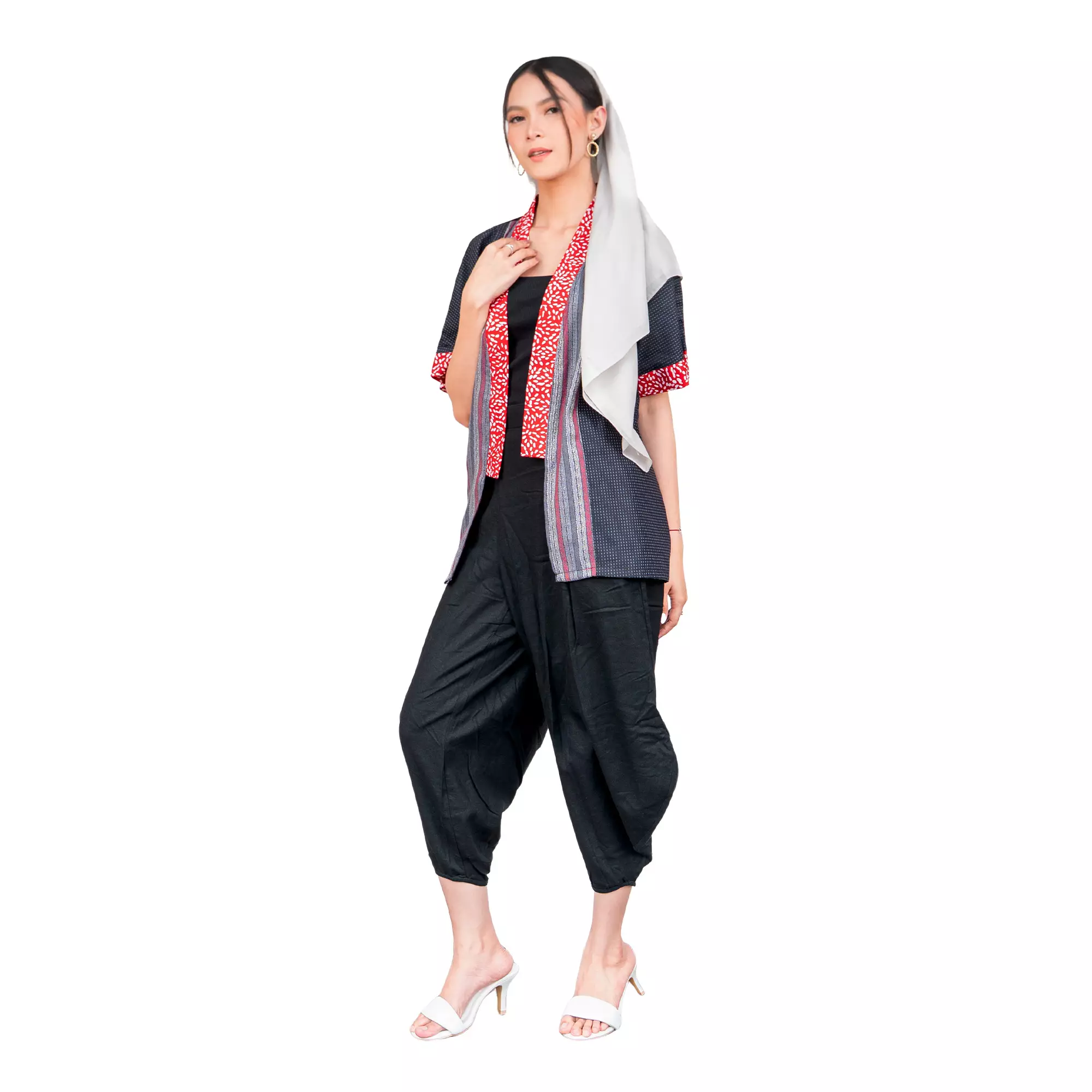 Blazer Batik Wanita - Bhatara Batik Fujiyama - Atasan Batik Modern Lengan Pendek